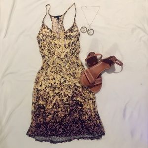 Flowy yellow purple and black dress